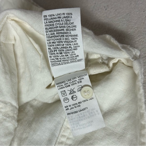 & Other Stories Top Women 4 White Linen Button-Up Tie Front Blouse Coastal Beach - Picture 9 of 11